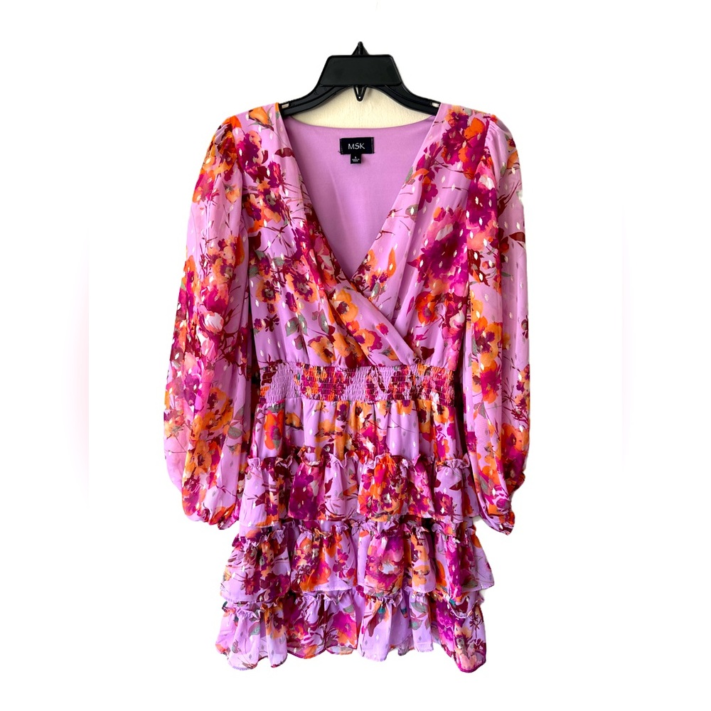 MSK Smocked-Waist Tiered Dress